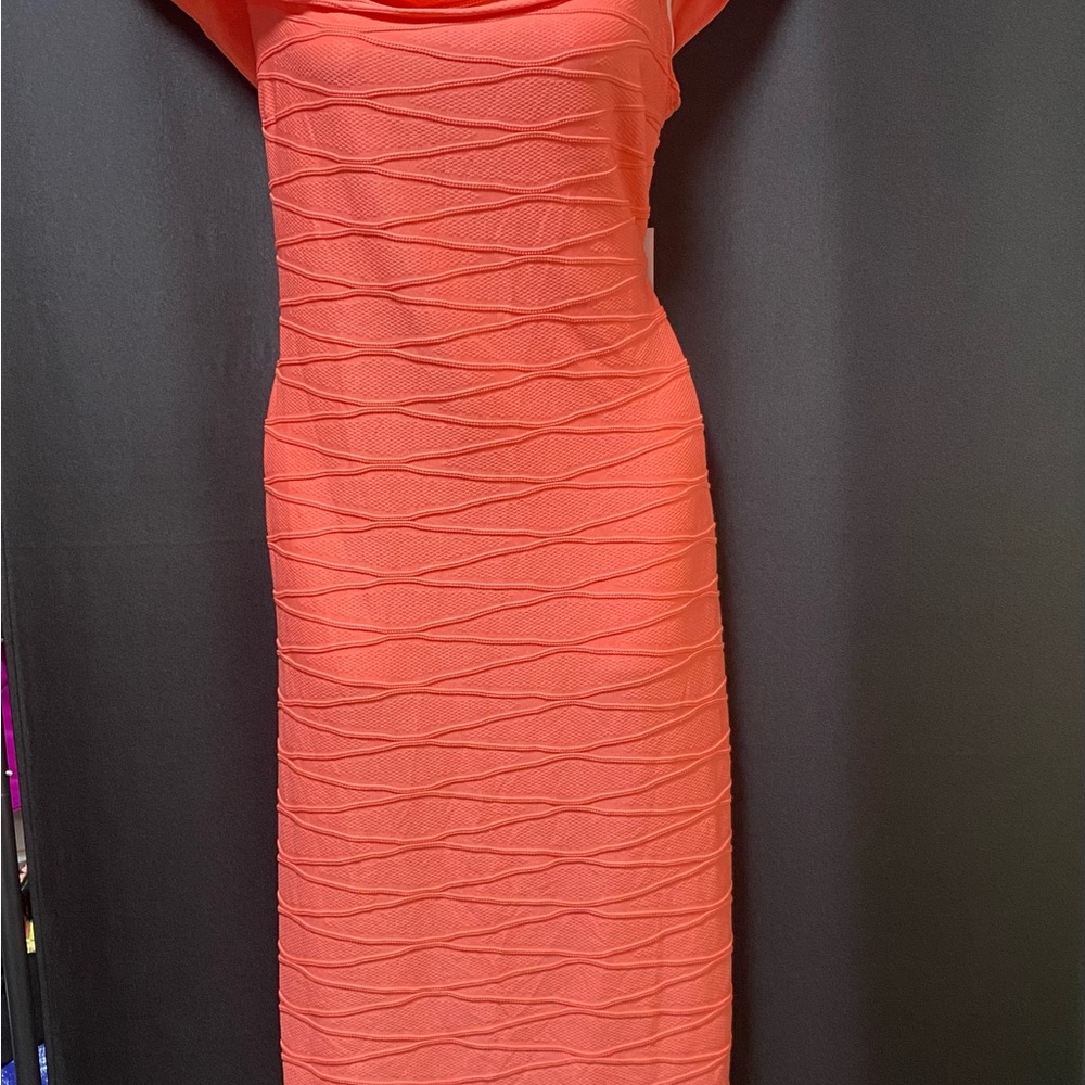 Elegant Coral Dress off shoulder